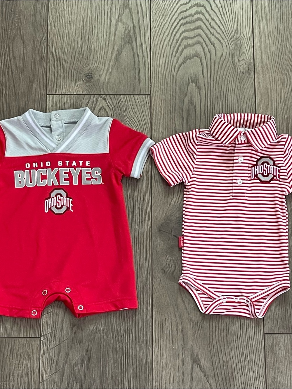 Gen2 Garb Ohio State Buckeyes 0-3m Baby Romper and Embroidered Polo Bodysuit